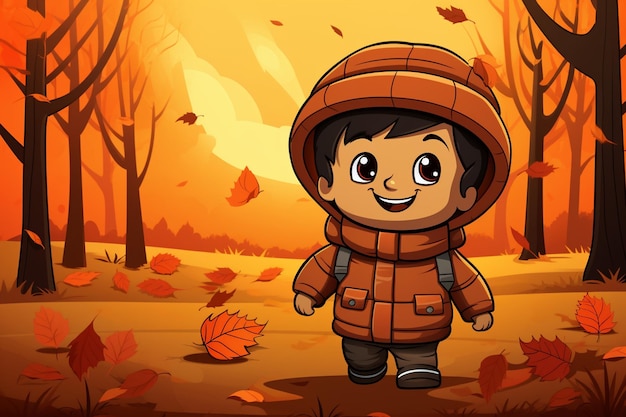 Photo autumn cartoon images background and copy space