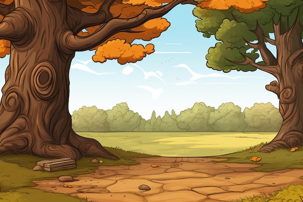 Autumn Cartoon Images background and copy space