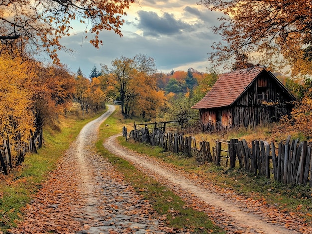 Photo autumn colors in the hungarian countryside hdr image