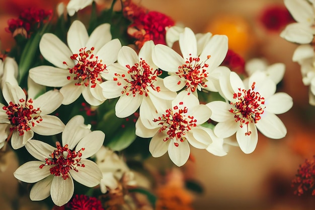 Autumn composition made of beautiful flowers on light backdrop. Floristic decoration. Natural floral