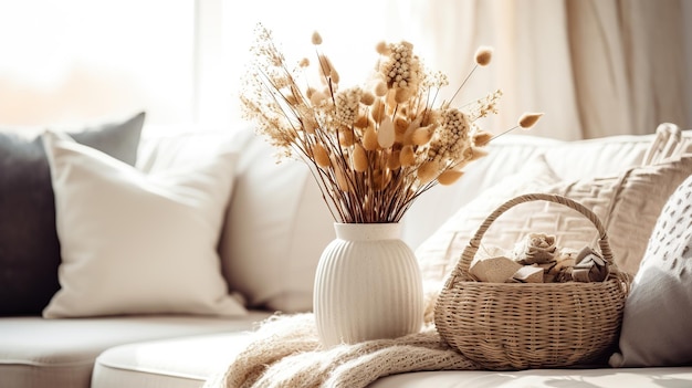 autumn cozy home decor Scandinavian interior