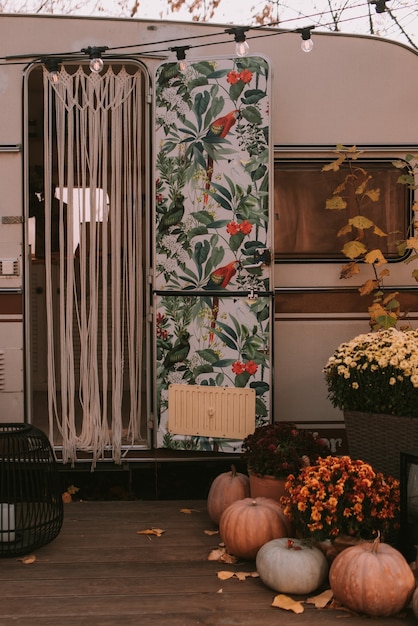 Autumn decorations of the trailer