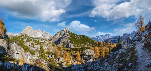 Autumn Dolomites mountain rocky view Sudtirol Italy