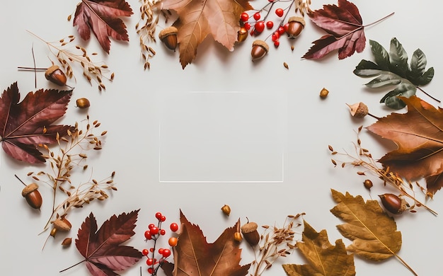 Photo autumn elegance minimalist leaf arrangement for thanksgiving