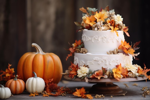 Autumn Elegance Wedding Cake in Seasonal Splendor