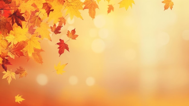 Autumn falling leaves background Illustration AI GenerativexA