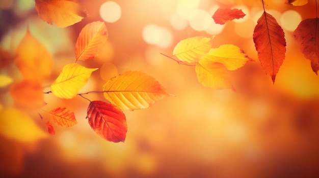 Autumn falling leaves background Illustration AI GenerativexA