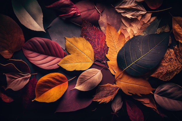 Autumn falling leaves Illustration AI Generative