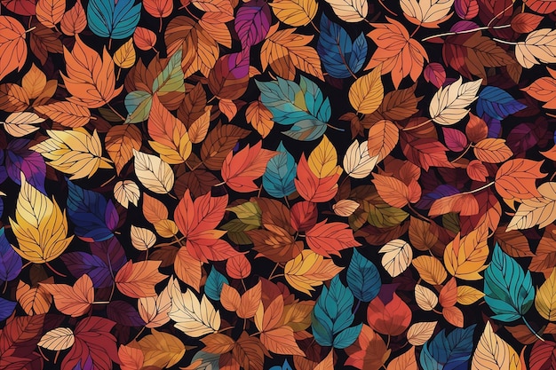 Autumn falling leaves seamless pattern oil painting style