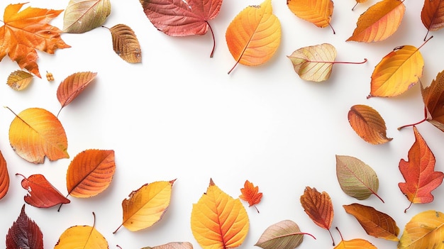 autumn flat lay background on white