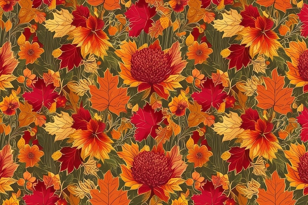 Autumn floral element pattern background