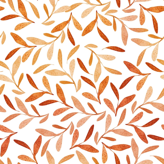 Autumn floral ornament watercolor seamless pattern