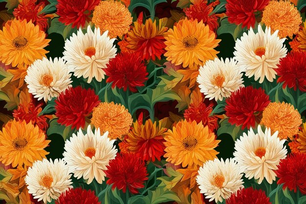 Autumn flowers and chrysanthemums background