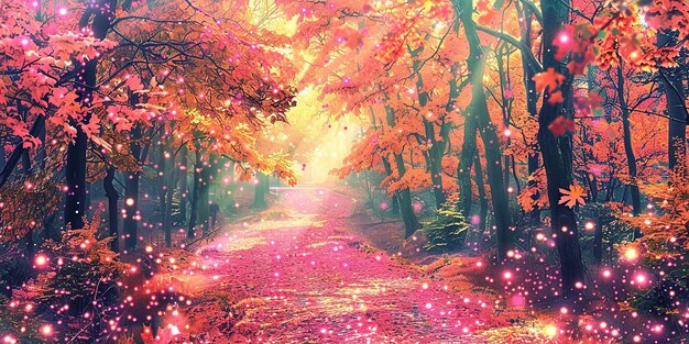 Autumn forest anime wallpaper Minimalistic Photo with copy space award