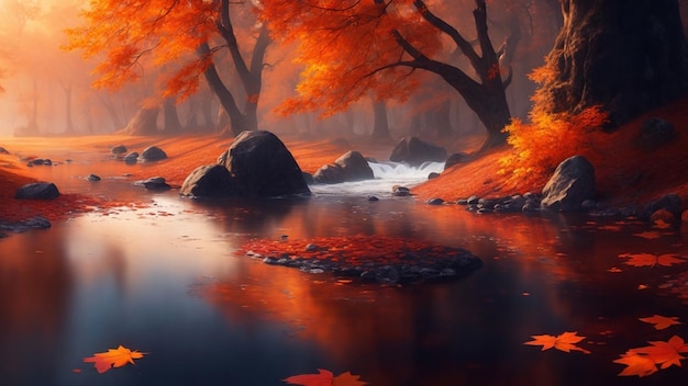 Autumn forest Landscape Background