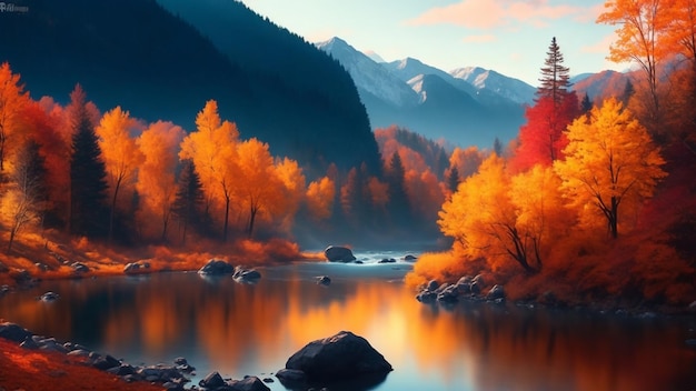 Autumn forest Landscape Background