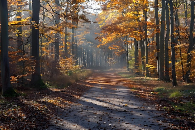 Autumn Forest Path with Sunlight