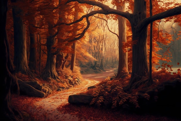 Autumn forest scene scenery background nature forests