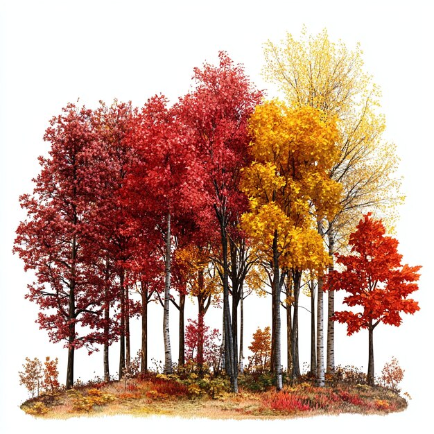 Autumn forest watercolor on white background Clipart for decoration cards and posters