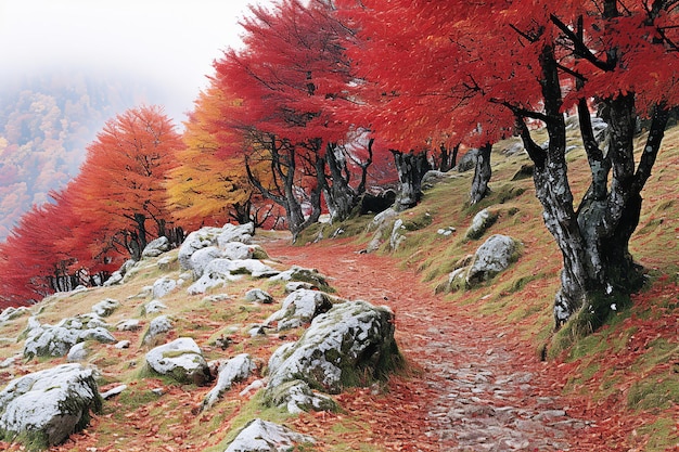 Autumn Forest with Vibrant Foliage