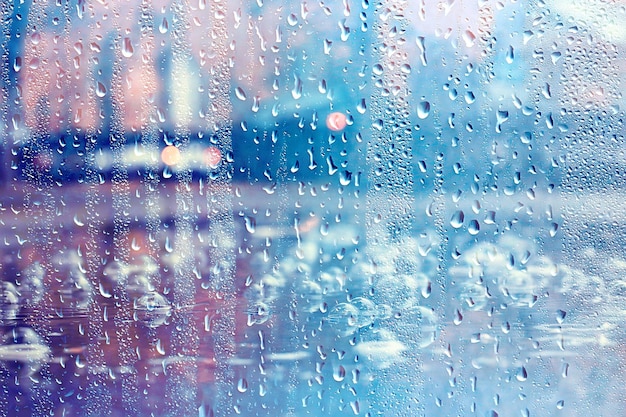 autumn glass rain landscape / abstract autumn view, wet weather, climate, glass