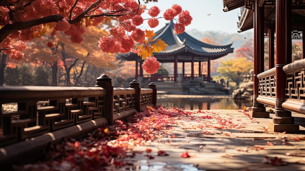 Autumn in Gyeongbokgung Palace and Korean national dress in SeoulSouth Korea