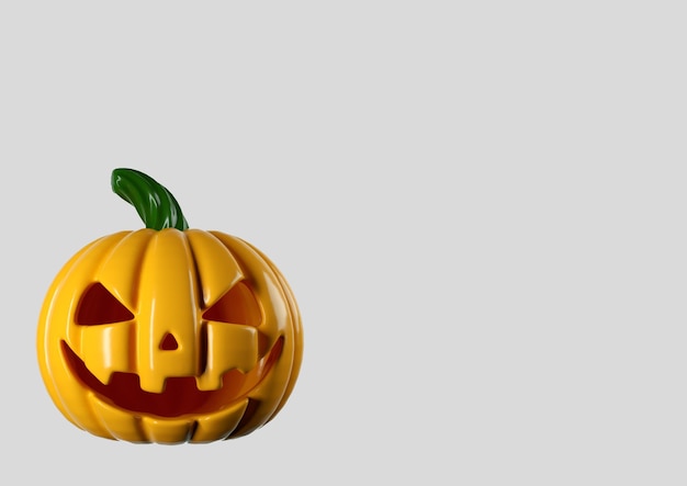 Autumn halloween yellow scary pumpkin 3d illustration