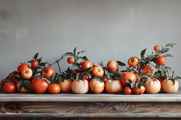 Autumn Harvest Display of Persimmons and Tomatoes for Seasonal Decor and Culinary Inspiration