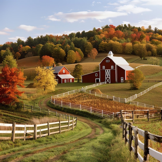 Autumn hayride through a scenic farm