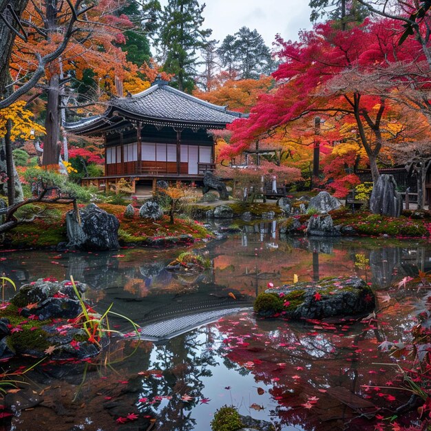 Autumn is full of colorful trees and leaves in Japan