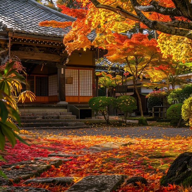 Autumn is full of colorful trees and leaves in Japan