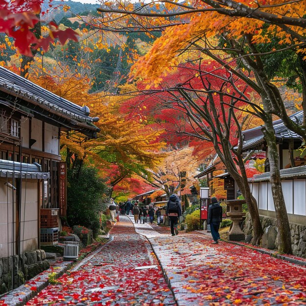 Autumn is full of colorful trees and leaves in Japan