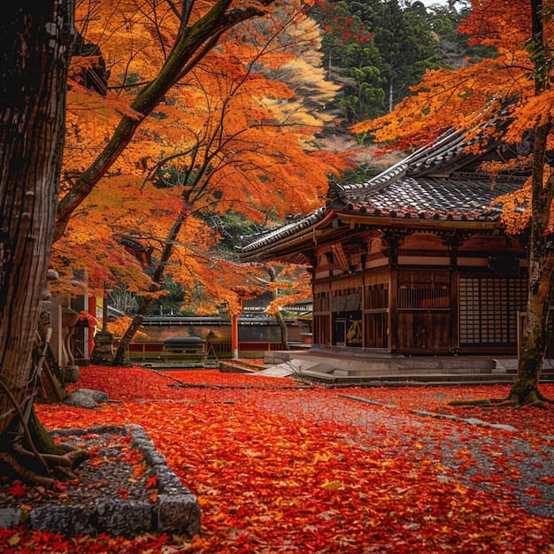 Autumn is full of colorful trees and leaves in Japan