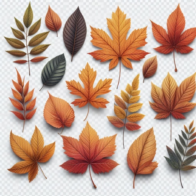 Autumn Kaleidoscope Vibrant Leaves Arranged on Table Ai image