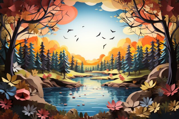 Autumn lakes Generative AI