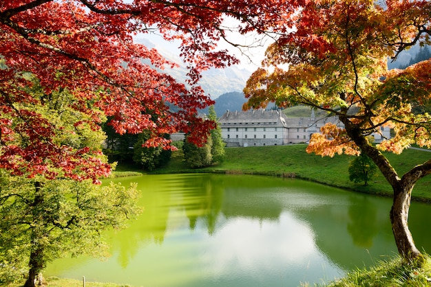 Autumn landscape in the French Alps