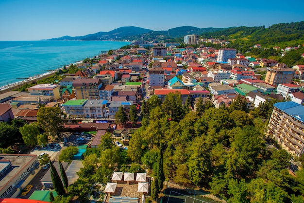 Autumn landscape at the resort city of Sochi on the Black sea coast. 