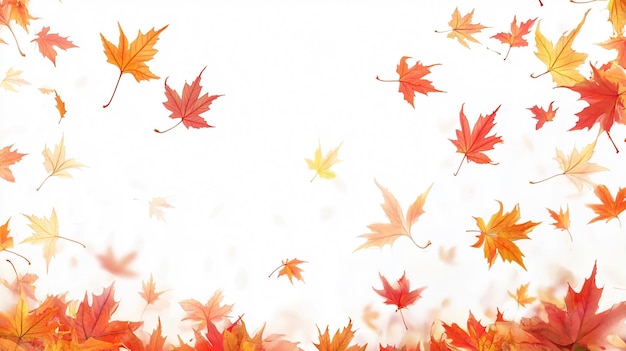 Autumn Landscape with Colorful Maple Leaves