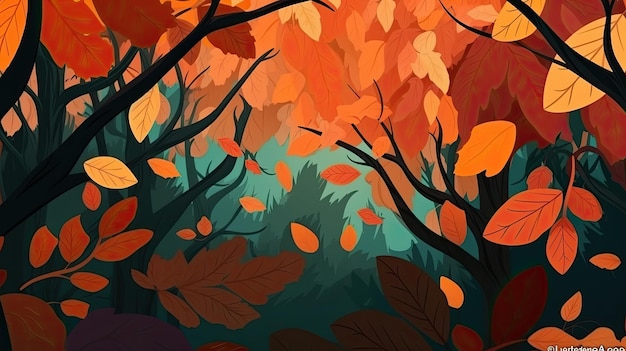 Autumn landscape with orange and brown colors Generative AI