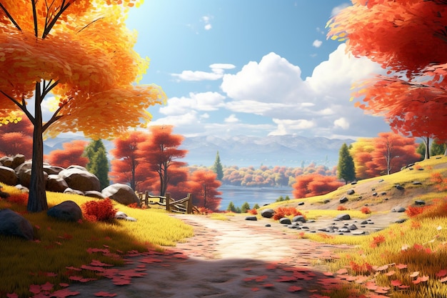 Autumn landscapes with colorful leaves