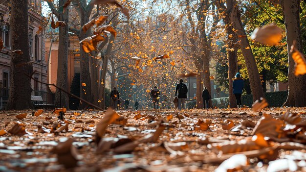 Photo autumn leaf falling