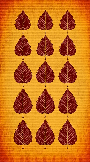 Photo autumn leaf pattern on orange background