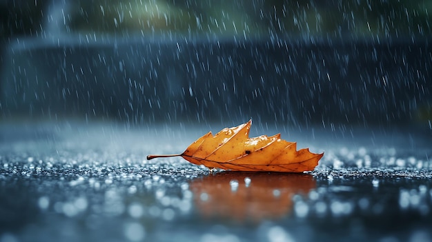 Autumn Leaf in the Rain