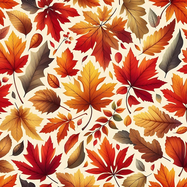 Autumn Leaves Background Design Colorful Autumn Leaf Print Fall Leaves Seamless Pattern