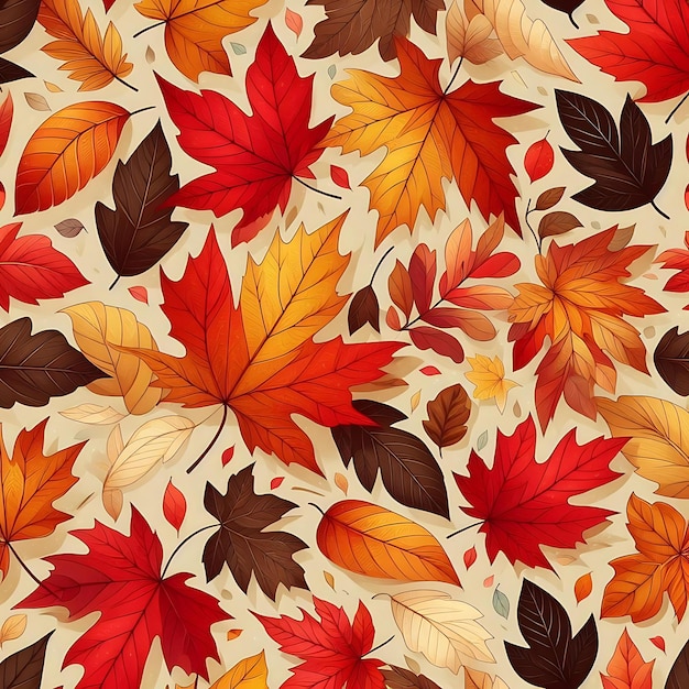 Autumn Leaves Background Design Colorful Autumn Leaf Print Fall Leaves Seamless Pattern