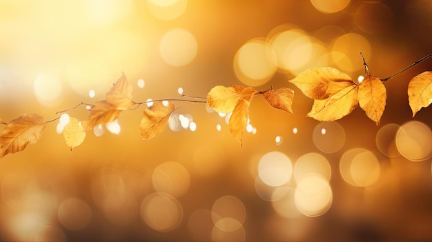 Autumn leaves background with bokeh effect and sunbeams