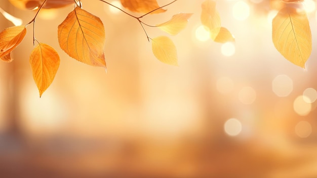 Autumn leaves background with bokeh effect and sunbeams