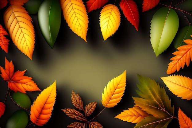 Autumn leaves on a black background