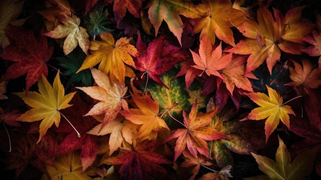 Autumn leaves on a black background