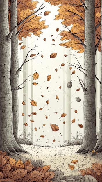 Autumn Leaves Falling in the Forest